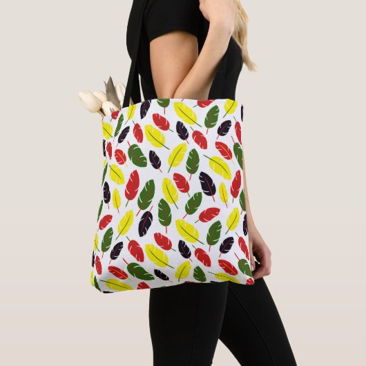 Verkleurd Autumn Leaf-patroon Tote Bag (Dichtbij)