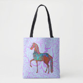 Verkleurd paard op de  Lavender Aqua Canvas tas (Voorkant)