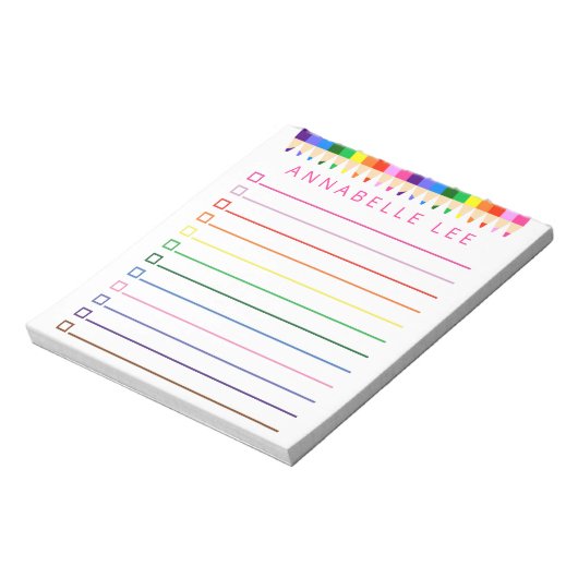 Verkleurd potlood om Lijst te doen personaliseren Notitieblok (Linkerzijde)