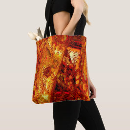 Verkleurd tot roodroodachtig oranje carnavalmasker tote bag