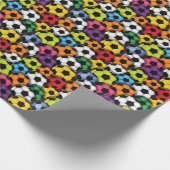 Verkleurd Voetballen Design Wrapping Paper Cadeaupapier (Hoek)