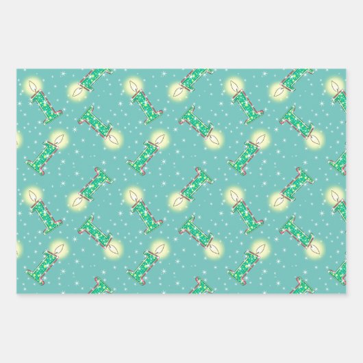 Verkleurde 1e verjaardag kaarsen op papier met onm inpakpapier vel (Voorkant 2)