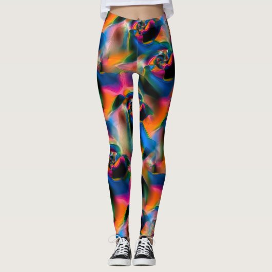 Verkleurde abstracte verdraaide lijnen in lichtscu leggings (Voorkant)