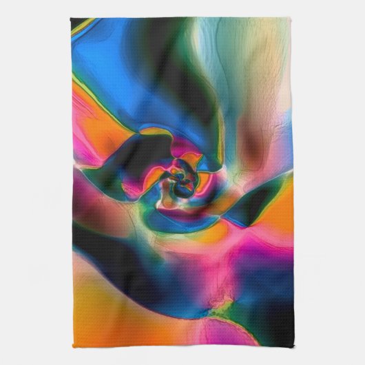 Verkleurde abstracte verdraaide lijnen in lichtscu theedoek (Verticaal)