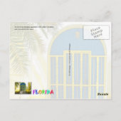 Verkleurde blauwe deur met gele banken briefkaart (Achterkant)