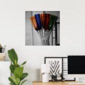 Verkleurde champagne Flutes Poster (Thuiskantoor)