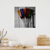 Verkleurde champagne Flutes Poster (Keuken)