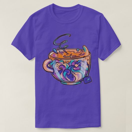 Verkleurde cupthee t-shirt (Design voorkant)