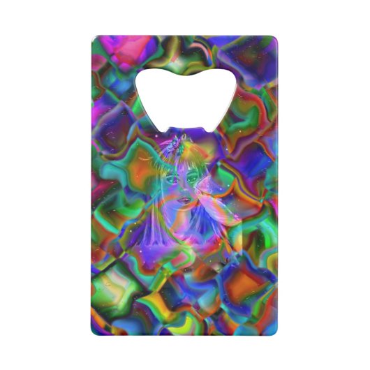 Verkleurde dromen creditkaart flessenopener (Voorkant)