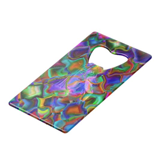 Verkleurde dromen creditkaart flessenopener (Achterkant Gekanteld)