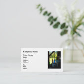 Verkleurde flessen op stappen visitekaartje (Staand voorkant)