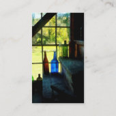 Verkleurde flessen op stappen visitekaartje (Achterkant)