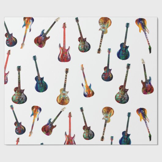 Verkleurde gitaren cadeaupapier (Vlak)