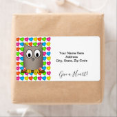 Verkleurde harten Owl Geef een hartlabel Etiket (Insitu)