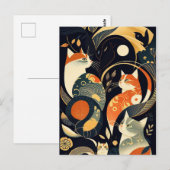 Verkleurde kattenafbeelding briefkaart (Voorkant / Achterkant)