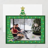 Verkleurde kerstboom met 8-bits videogame-stijl feestdagenkaart (Voorkant / Achterkant)