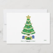 Verkleurde kerstboom met 8-bits videogame-stijl feestdagenkaart (Achterkant)