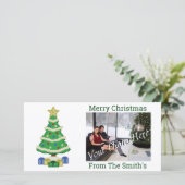 Verkleurde kerstboom met 8-bits videogame Style Feestdagenkaart (Staand voorkant)