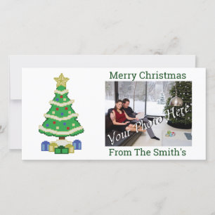 Verkleurde kerstboom met 8-bits videogame Style Feestdagenkaart