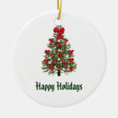 Verkleurde kerstboomversiering keramisch ornament (Voorkant)