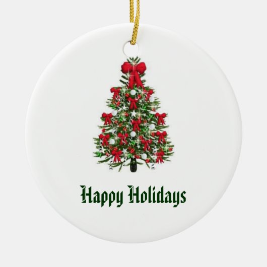 Verkleurde kerstboomversiering keramisch ornament (Voorkant)