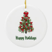 Verkleurde kerstboomversiering keramisch ornament (Achterkant)