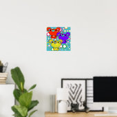 Verkleurde Kittys op Circles Canvas Print (Thuiskantoor)
