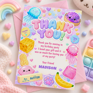Verkleurde meisje schattig Kawaii kleurrijke verja Bedankkaart