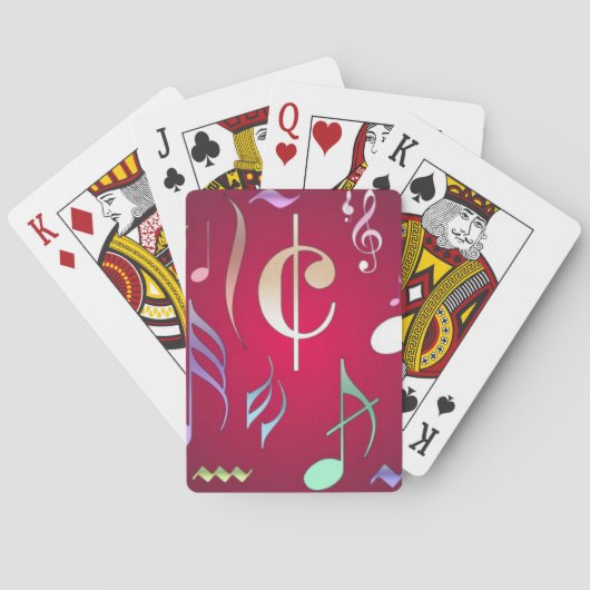 Verkleurde muzieknotities pokerkaarten (Achterkant)