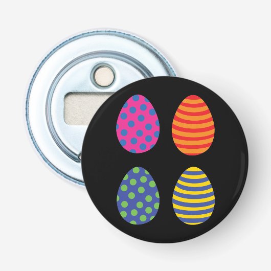 Verkleurde paaseieren button flesopener (Voorkant)