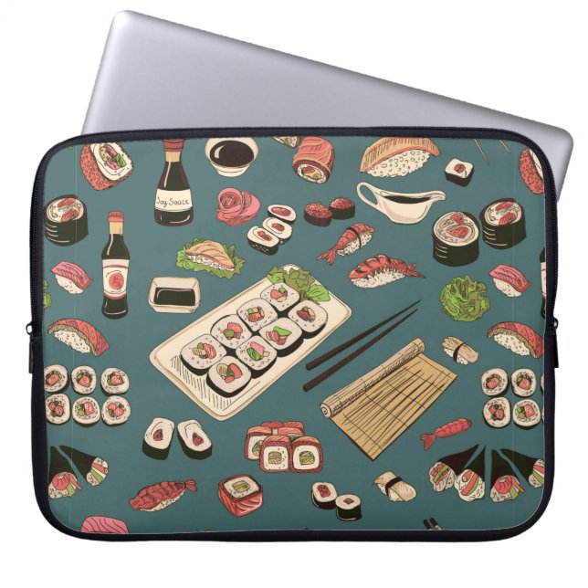 Verkleurde paddenstoelen en rollen naadloos, uitst laptop sleeve (Voorkant)