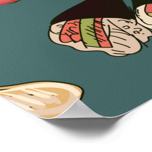 Verkleurde paddenstoelen en rollen naadloos, uitst poster (Hoek)