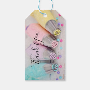 Verkleurde pasta-decorteermiddelen cadeaulabel