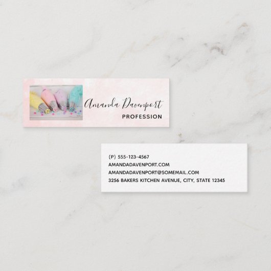 Verkleurde pasta-decorteermiddelen mini visitekaartje (Voorkant / Achterkant)