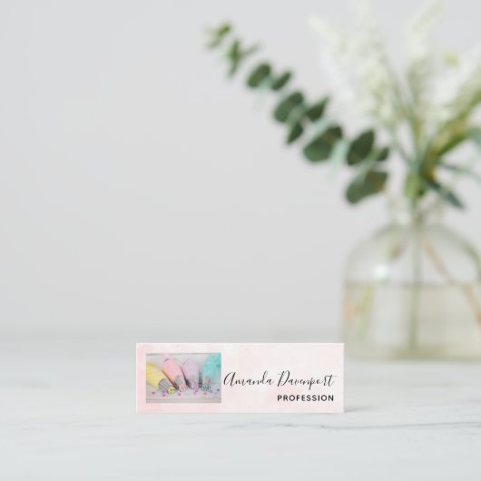 Verkleurde pasta-decorteermiddelen mini visitekaartje (Staand voorkant)