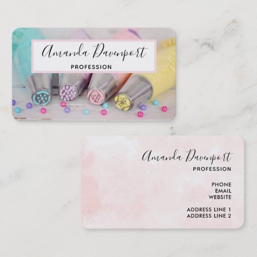 Verkleurde pasta-decorteermiddelen visitekaartje (Voorkant / Achterkant)