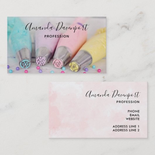 Verkleurde pasta-decorteermiddelen visitekaartje (Voorkant / Achterkant)