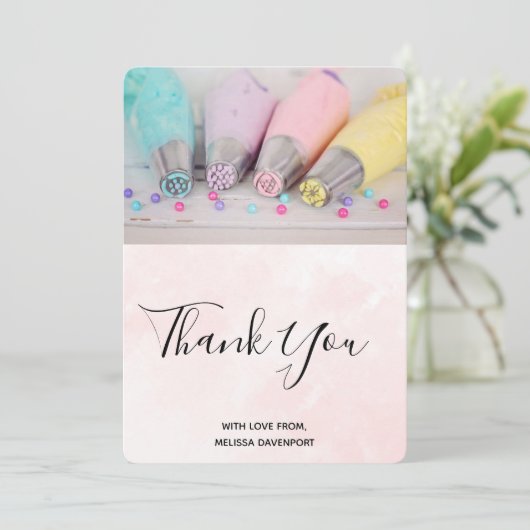 Verkleurde pasta-decorteerprogramma's Dank u wel Bedankkaart (Staand voorkant)