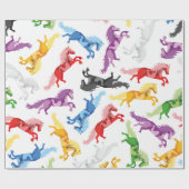 Verkleurde patroonspringpaarden cadeaupapier (Vlak)