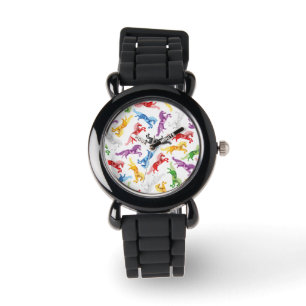 Verkleurde patroonspringpaarden horloge