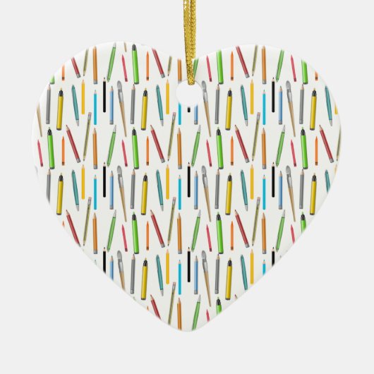 Verkleurde pencils artistieke penselen markeerteke keramisch ornament (Voorkant)