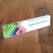 Verkleurde Pencils Naambordje (Zijkant)