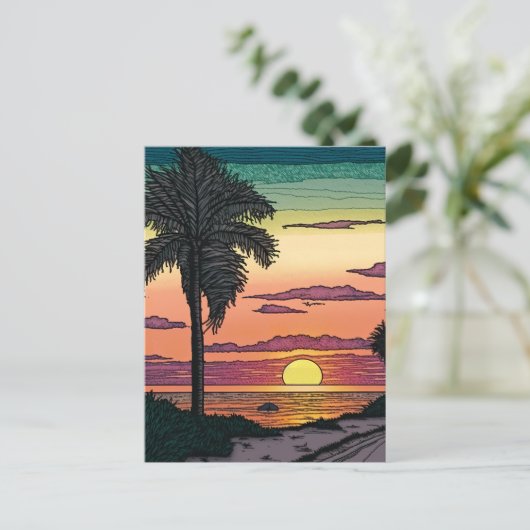 Verkleurde potloodblik van een verbluffende strand briefkaart (Staand voorkant)