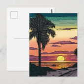 Verkleurde potloodblik van een verbluffende strand briefkaart (Voorkant / Achterkant)