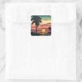 Verkleurde potloodblik van een verbluffende strand vierkante sticker (Tas)