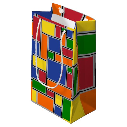 Verkleurde rechthoeken klein cadeauzakje (Voorkant Gekanteld)