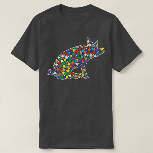 Verkleurde regenboogpoka Dot Pig International Dot T-shirt (Design voorkant)