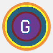 Verkleurde ringen met monogram ronde sticker (Voorkant)