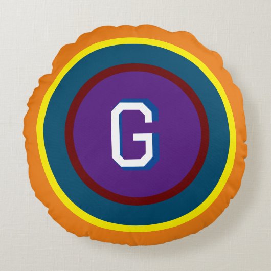 Verkleurde ringen met Monogram Round Pillow Rond Kussen (Voorkant)