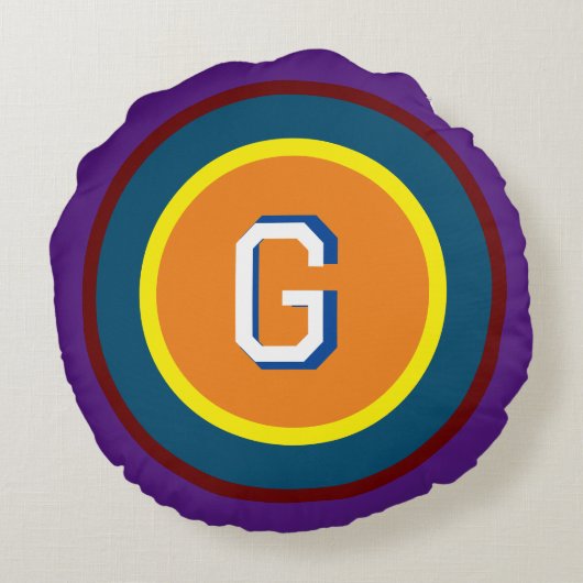 Verkleurde ringen met Monogram Round Pillow Rond Kussen (Achterkant)